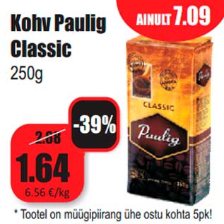 Allahindlus - Kohv Paulig Classic 250g