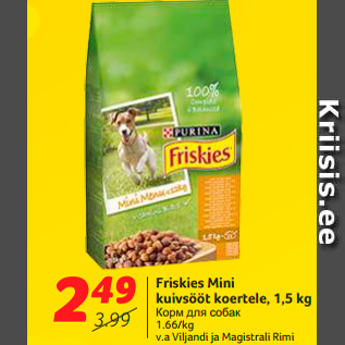 Allahindlus - Friskies Mini kuivsööt koertele, 1,5 kg