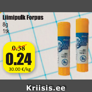 Allahindlus - Liimpulk Forpus 8 g 1 tk