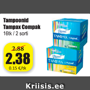 Allahindlus - Tampoonid Tampax Compak