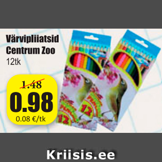 Allahindlus - Värvipliiatsid Centrum Zoo 12 tk