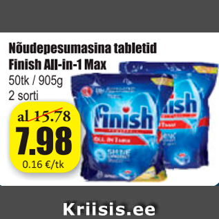 Allahindlus - Nõudepesumasina tabletid Finish All-in-1 Max