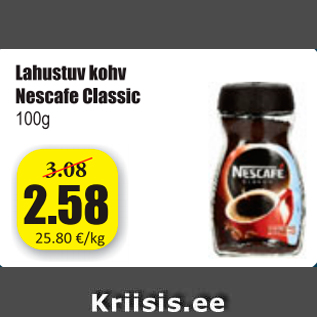 Allahindlus - Lahustuv kohv Nescafe Classic 100 g