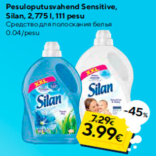 Allahindlus - Pesuloputusvahend Sensitive, Silan, 2,775 l, 111 pesu