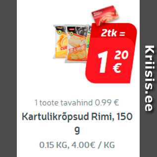 Allahindlus - Kartulikrõpsud Rimi, 150 g