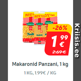 Allahindlus - Makaronid Panzani, 1 kg