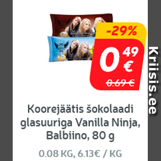 Allahindlus - Koorejäätis šokolaadi glasuuriga Vanilla Ninja, Balbiino, 80 g