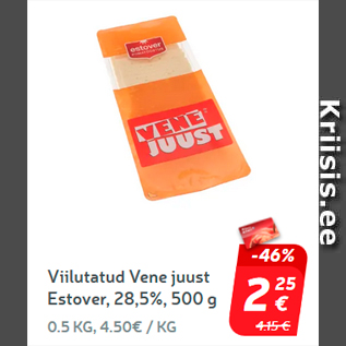 Allahindlus - Viilutatud Vene juust Estover, 28,5%, 500 g