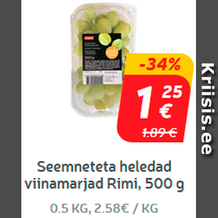 Allahindlus - Seemneteta heledad viinamarjad Rimi, 500 g