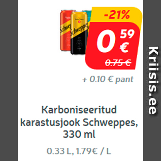 Allahindlus - Karboniseeritud karastusjook Schweppes, 330 ml