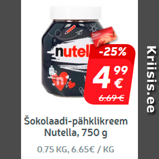 Allahindlus - Šokolaadipähklikreem Nutella, 750 g***