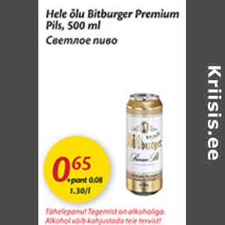 Allahindlus - Hele õlu Bitburger Premium Pilk, 500 ml