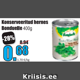 Allahindlus - Konserveeritud hernes Bonduelle 400 g