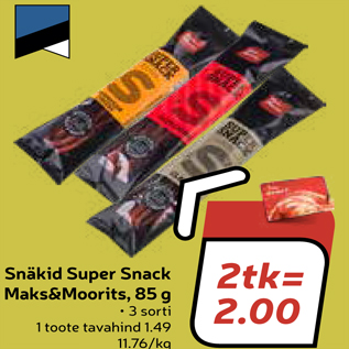 Allahindlus - Snäkid Super Snack Maks&Moorits, 85 g