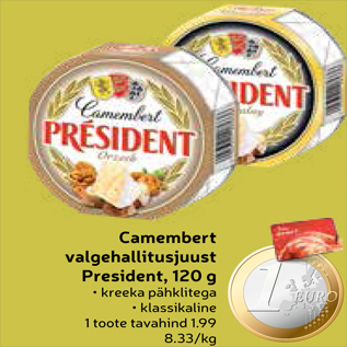 Allahindlus - Camembert valgehallitusjuust President, 120 g