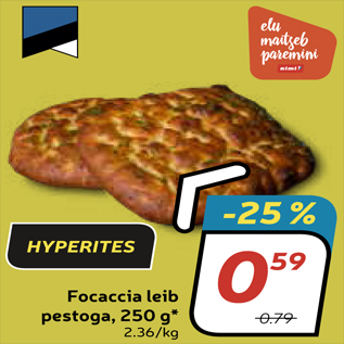 Allahindlus - Focaccia leib pestoga, 250 g*