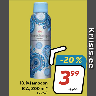 Allahindlus - Kuivšampoon ICA, 200 ml*