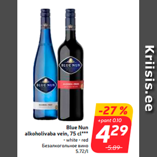 Allahindlus - Blue Nun alkoholivaba vein, 75 cl***