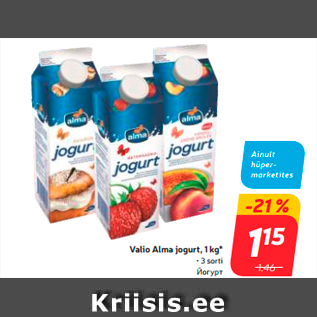 Allahindlus - Valio Alma jogurt, 1 kg*