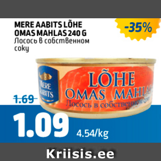 Allahindlus - MERE AABITS LÕHE OMAS MAHLAS 240 G