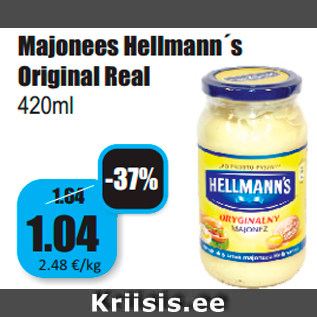 Allahindlus - Majonees Hellmann´s Original Real 420ml