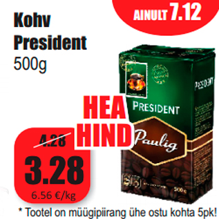 Allahindlus - Kohv President 500g