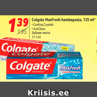 Allahindlus - Colgate MaxFresh hambapasta