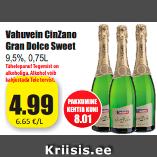 Allahindlus - Vahuvein CinZano Gran Dolce Sweet