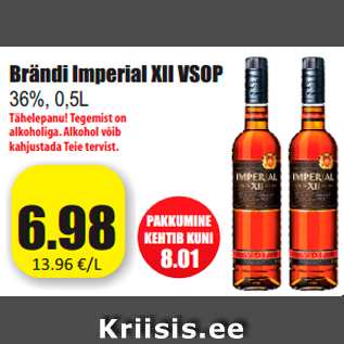 Allahindlus - Brändi Imperial XII VSOP