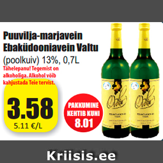 Allahindlus - Puuvilja-marjavein Ebaküdooniavein Valtu