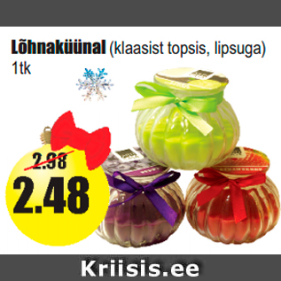 Allahindlus - Lõhnaküünal (klaasist topsis, lipsuga) 1tk