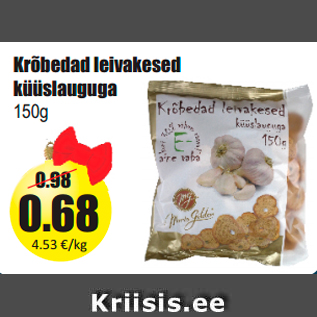 Allahindlus - Krõbedad leivakesed küüslauguga 150g