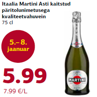 Allahindlus - Itaalia Martini Asti kaitstud päritolunimetusega kvaliteetvahuvein 75 cl