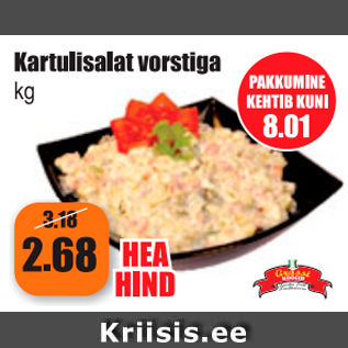 Allahindlus - kartulisalat vorstiga kg