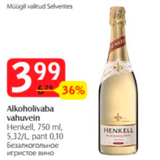 Allahindlus - Alkoholivaba vahuvein Henkell, 750 ml