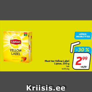 Allahindlus - Must tee Yellow Label Lipton, 200 g