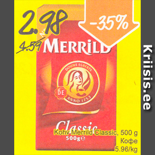 Allahindlus - Kohv Merrild Classic, 500 g