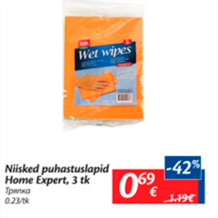 Allahindlus - Niisked puhastuslapid Home Expert, 3 tk