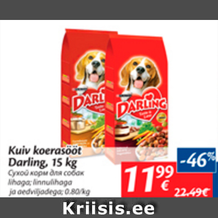 Allahindlus - Kuiv koerasööt Darling, 15 kg