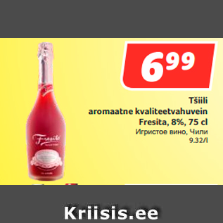 Allahindlus - Tšiili aromaatne kvaliteetvahuvein Fresita, 8%, 75 cl