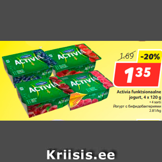 Allahindlus - Activia funktsionaalne jogurt, 4 x 120 g