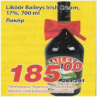 Allahindlus - Liköör Baileys Irish Cream