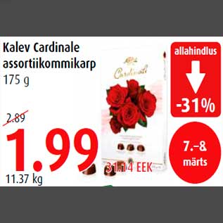 Allahindlus - Kalev Cardinale assortiikommikarp 175 g