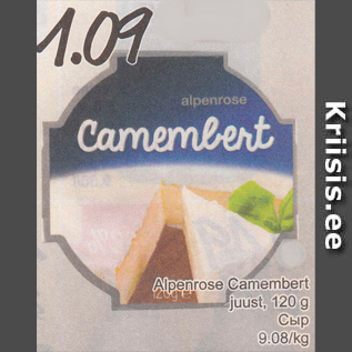 Allahindlus - Alpenrose Camembert juust, 120 g