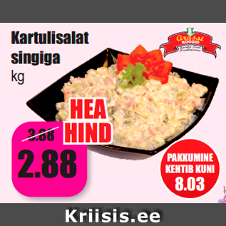 Allahindlus - Kartulisalat singiga kg