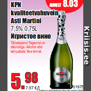 Allahindlus - KPN kvaliteetvahuvein Asti Martini