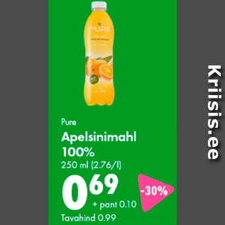 Allahindlus - Pure Apelsinimahl 100%, 250 ml