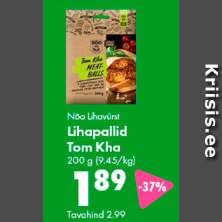 Allahindlus - Nõo Lihavürst Lihapallid Tom Kha 200 g