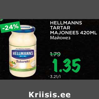 Allahindlus - HELLMANNS TARTAR MAJONEES 420ML