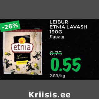 Allahindlus - LEIBUR ETNIA LAVASH 190G